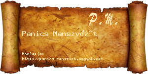Panics Manszvét névjegykártya